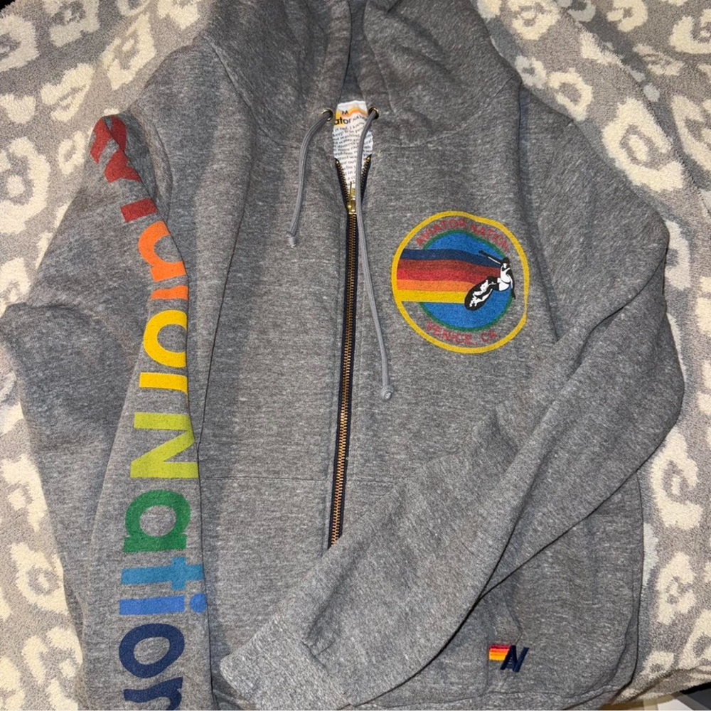 Never Worn AVIATOR NATION VENICE ZIP HOODIE - HEATHER GREY